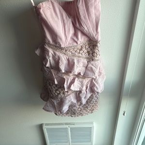 Large blush strapless dress